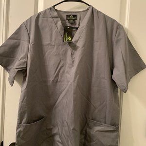 NATURAL UNIFORMS Adult SCRUB TOP SIZE MEDIUM Grey